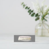 Carte De Visite Mini Élégant Gris Simple, Brosse À Huile (Debout devant)
