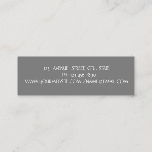 Carte De Visite Mini Élégant Gris Simple, Pinceau Rosé (Dos)