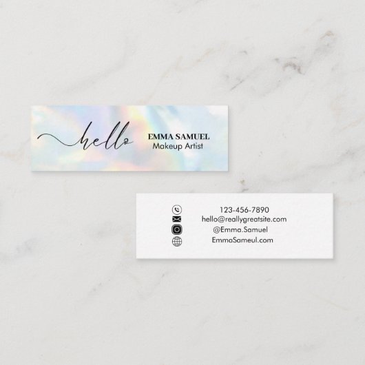 Carte De Visite Mini Élégant Hello minimal calligraphie (Devant / Derrière)