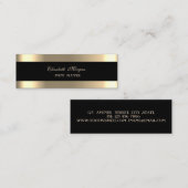 Carte De Visite Mini Elégant Luxe Moderne, Noir, Or rayé (Devant / Derrière)