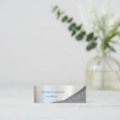 Carte De Visite Mini Élégant Marbre d'argent professionnel moderne (Debout devant)