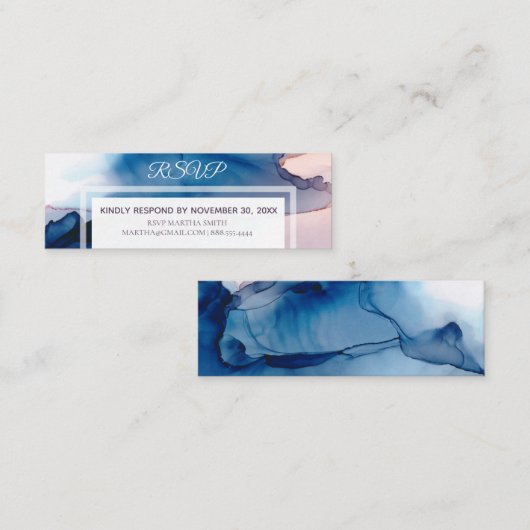 Carte De Visite Mini *~* Elégant mariage d'aquarelle moderne RSVP (Devant / Derrière)