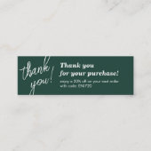 Carte De Visite Mini Élégant Merci écriture manuscrite de script Emeral (Devant)