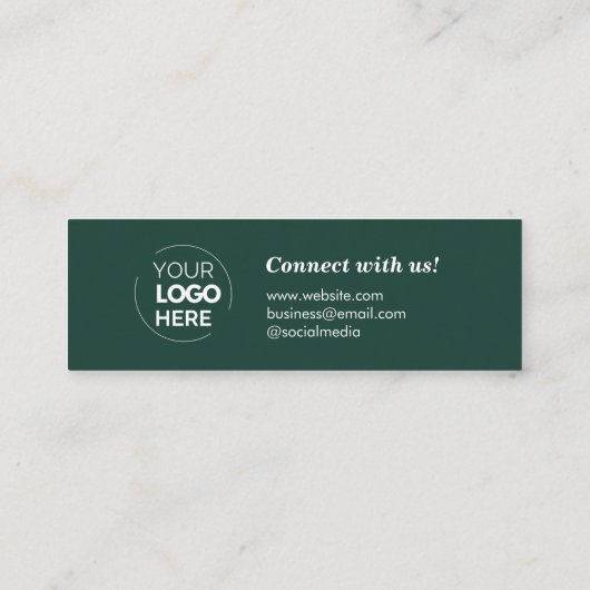 Carte De Visite Mini Élégant Merci écriture manuscrite de script Emeral (Dos)