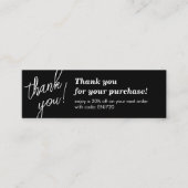 Carte De Visite Mini Élégant Merci écriture manuscrite de script noir (Devant)