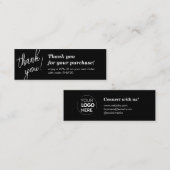 Carte De Visite Mini Élégant Merci écriture manuscrite de script noir (Devant / Derrière)