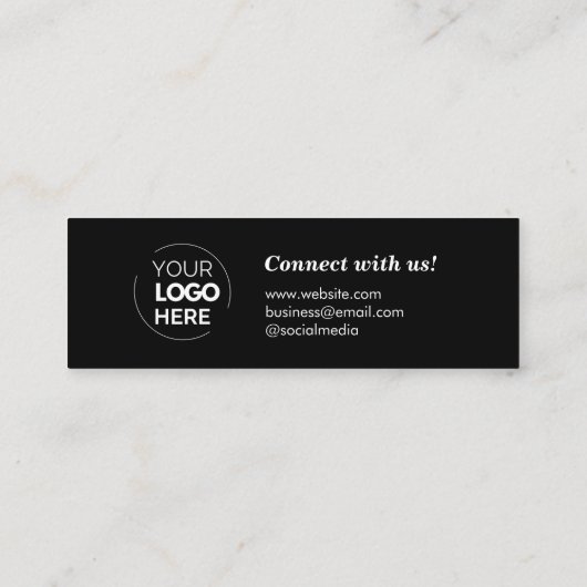 Carte De Visite Mini Élégant Merci écriture manuscrite de script noir (Dos)