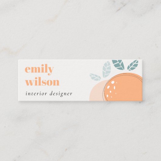 Carte De Visite Mini Elégant Mignonne Orange Abstrait Gras Citrus Fruit (Devant)