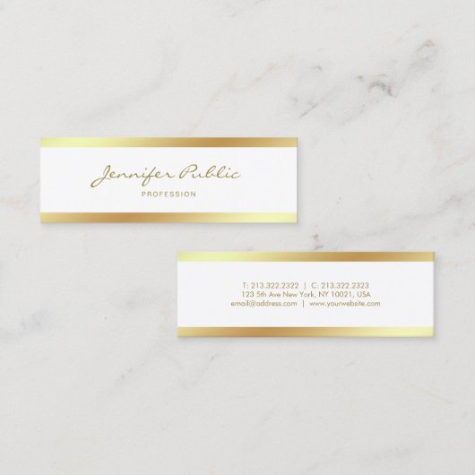 Carte De Visite Mini Élégant Mini Calligraphie Script Gold Clean Design (Devant / Derrière)