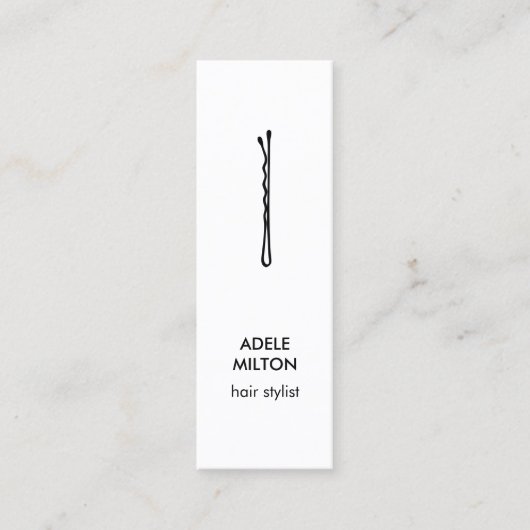 Carte De Visite Mini Élégant minimal noir poil blanc (Devant)