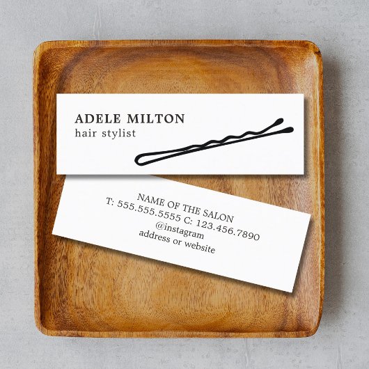 Carte De Visite Mini Élégant minimal noir poil blanc