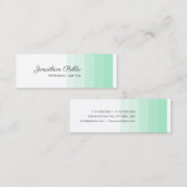 Carte De Visite Mini Élégant Mint Vert Blanc Calligraphié Moderne (Devant / Derrière)