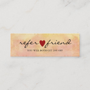 Carte De Visite Mini Elegant Modern Minimalist Red Heart Referral Card