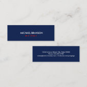 Carte De Visite Mini Elegant Modern Simple Blue RED Minimalist (Devant / Derrière)