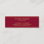 Carte De Visite Mini Elegant Modern Sleek Design Gold Text Burgundy Red (Dos)