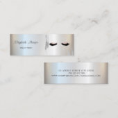 Carte De Visite Mini Elégant moderne, Brosse Argent, Lashes, Maquillage (Devant / Derrière)