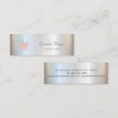 Carte De Visite Mini Élégant Moderne Chic Professionnel, Coeurs, Argent (Devant / Derrière)