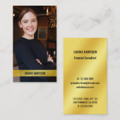 Carte De Visite Mini Elegant Moderne Chimmery Gold Band Photo (Devant / Derrière)