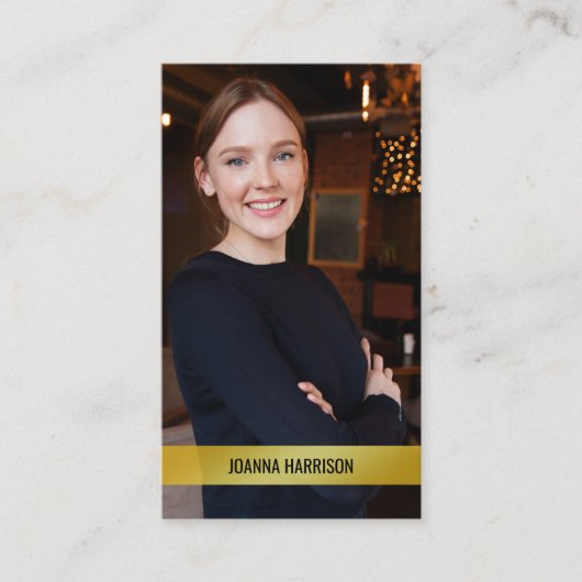 Carte De Visite Mini Elegant Moderne Chimmery Gold Band Photo (Devant)