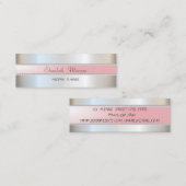 Carte De Visite Mini Elégant Moderne Design Argent, Bande, Perles (Devant / Derrière)