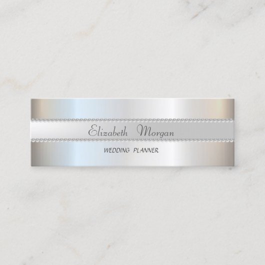 Carte De Visite Mini Élégant Moderne Élégant Argent , Perles (Devant)