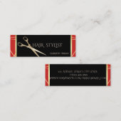 Carte De Visite Mini Elégant moderne élégant rouge géométrique, Ciseaux (Devant / Derrière)