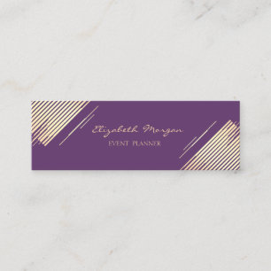 Carte De Visite Mini Élégant Moderne ,Faux Or,Rayures,Violet
