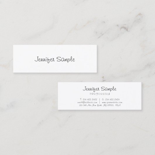 Carte De Visite Mini Élégant moderne Modèle simple Libre Script (Devant / Derrière)