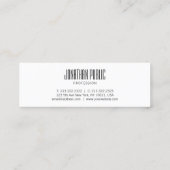 Carte De Visite Mini Élégant moderne moderne noir blanc Cool propre (Dos)