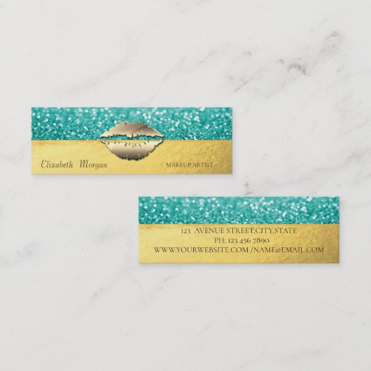 Carte De Visite Mini Elégant Moderne, Parties scintillant Bokeh, Lèvres (Devant / Derrière)