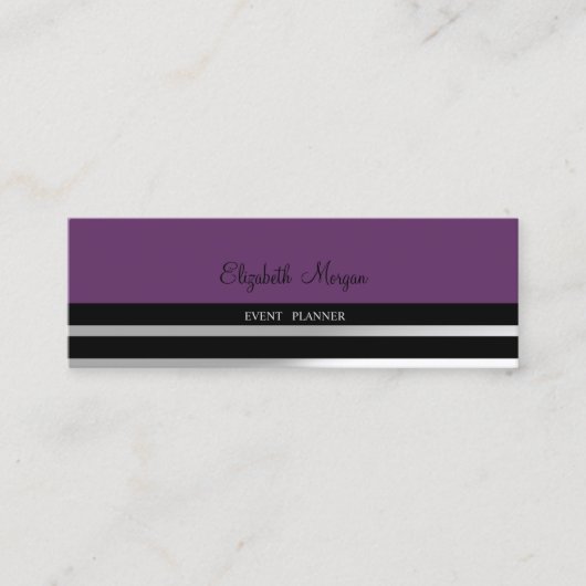 Carte De Visite Mini Élégant Moderne Professionnel, Violet, Rayé (Devant)