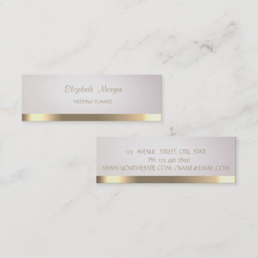 Carte De Visite Mini Élégant Moderne Simple Faux Gold Stripe (Devant / Derrière)