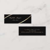 Carte De Visite Mini Élégant Moderne Simple, Noir, Bandes Or (Devant / Derrière)