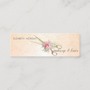 Carte De Visite Mini Élégant Moderne Stylé, Confettis, Ciseaux, Rose