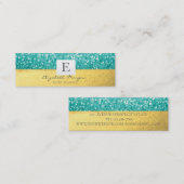 Carte De Visite Mini Élégant Monogram Gold moderne, Parties scintillant (Devant / Derrière)