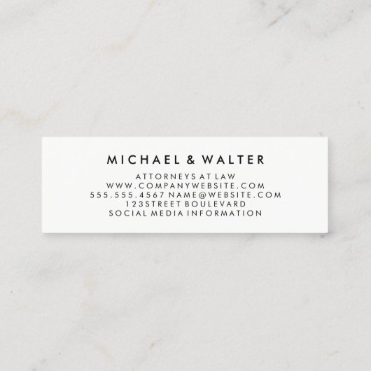 Carte De Visite Mini Élégant Monogram Professional (Dos)