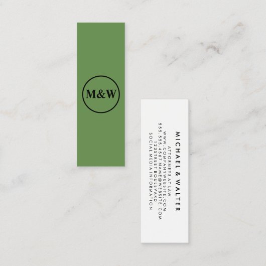 Carte De Visite Mini Élégant Monogram Professional (Devant / Derrière)