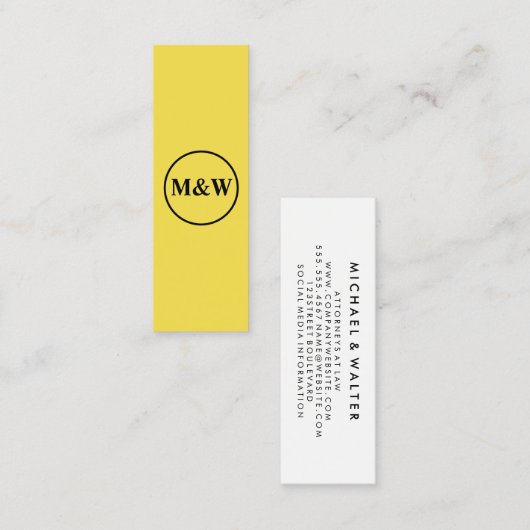 Carte De Visite Mini Élégant Monogram Professional (Devant / Derrière)