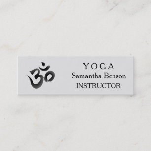 Carte De Visite Mini Élégant Noir et Blanc OM Symbole Yoga Instructeur