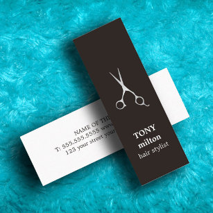 Carte De Visite Mini Elégant noir Faux ciseaux argent ciseaux coiffeur