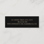 Carte De Visite Mini Élégant Noir moderne, Faux Or Lashes (Dos)