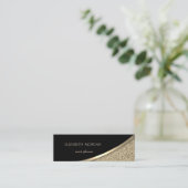 Carte De Visite Mini Élégant Noir moderne, Marbre Or (Debout devant)