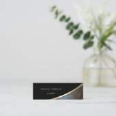 Carte De Visite Mini Elégant Noir moderne, Or, look Cuir (Debout devant)