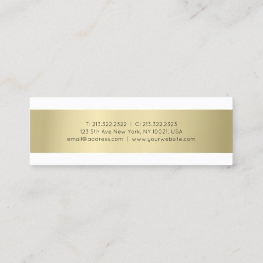 Carte De Visite Mini Elégant Or moderne look simple Plain Professional (Dos)