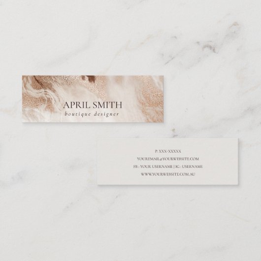 Carte De Visite Mini Elégant Or Parties scintillant Agate Marbre Textur (Devant / Derrière)