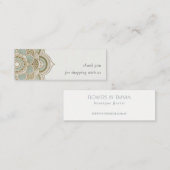 Carte De Visite Mini Elégant Ornate Gold Turquoise Mandala Merci (Devant / Derrière)