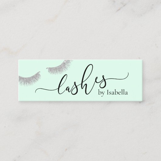 Carte De Visite Mini Élégant pouce argent parties scintillant menthe ve (Devant)