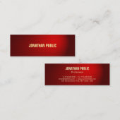 Carte De Visite Mini Élégant professionnel Black Red Damask (Devant / Derrière)