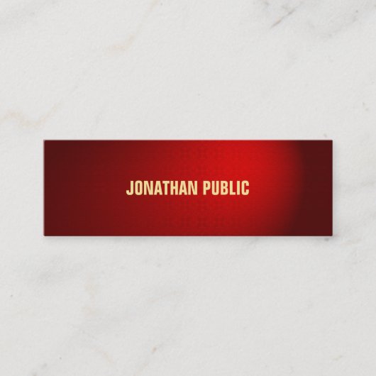 Carte De Visite Mini Élégant professionnel Black Red Damask (Devant)