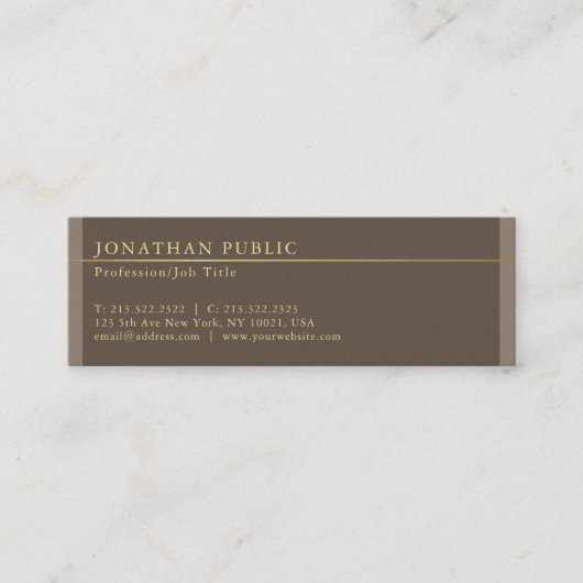 Carte De Visite Mini Elégant professionnel Brown Pearl Finish Luxe (Devant)